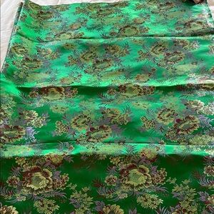 Floral Green Brocade Fabric with Gold and lavender Accents